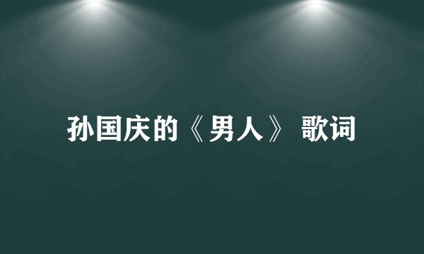 孙国庆的《男人》 歌词