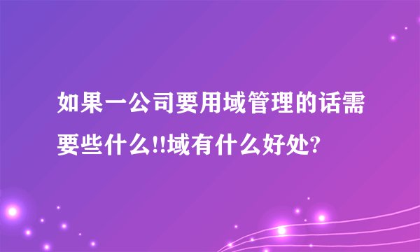 如果一公司要用域管理的话需要些什么!!域有什么好处?