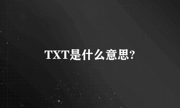 TXT是什么意思?