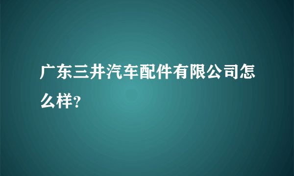 广东三井汽车配件有限公司怎么样？