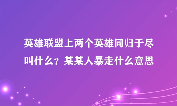 英雄联盟上两个英雄同归于尽叫什么？某某人暴走什么意思