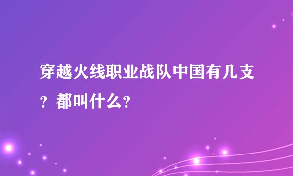 穿越火线职业战队中国有几支？都叫什么？