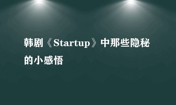 韩剧《Startup》中那些隐秘的小感悟