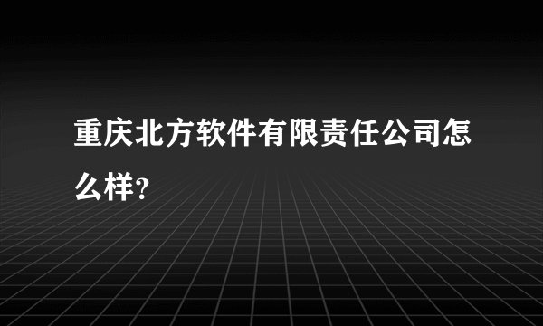 重庆北方软件有限责任公司怎么样？