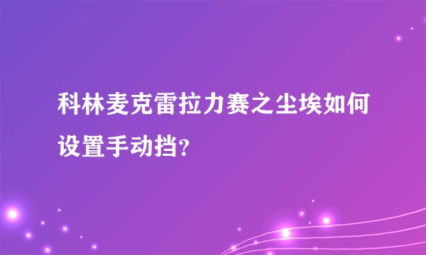 科林麦克雷拉力赛之尘埃如何设置手动挡？