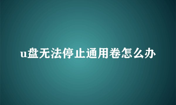 u盘无法停止通用卷怎么办