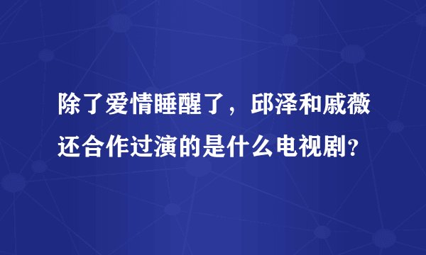 除了爱情睡醒了，邱泽和戚薇还合作过演的是什么电视剧？