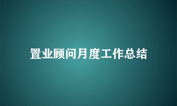 置业顾问月度工作总结