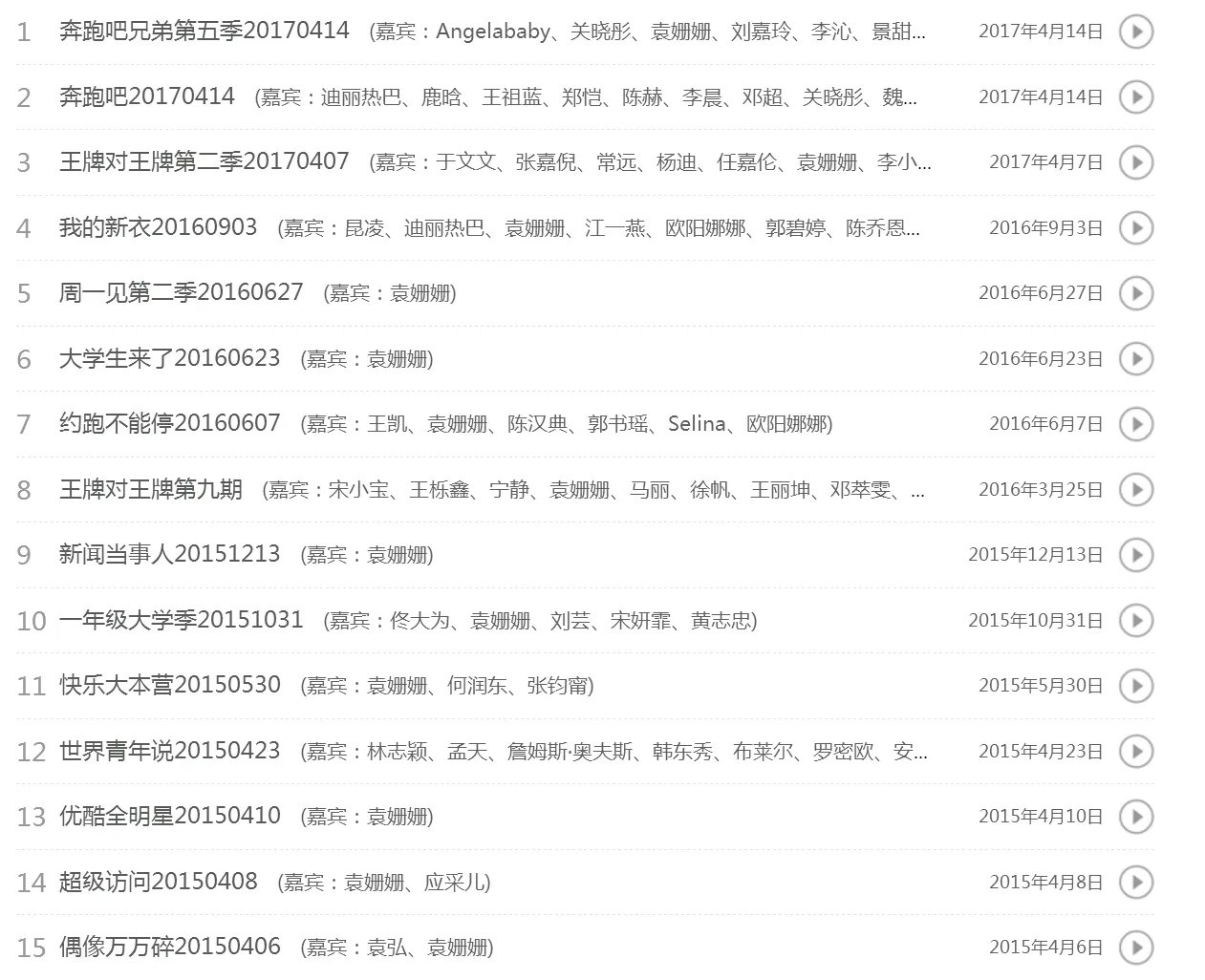 袁姗姗和赵丽颖上过什么综艺节目