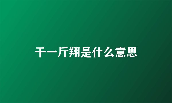 干一斤翔是什么意思