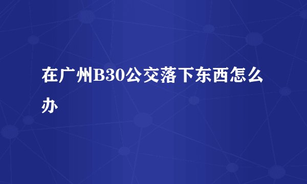在广州B30公交落下东西怎么办