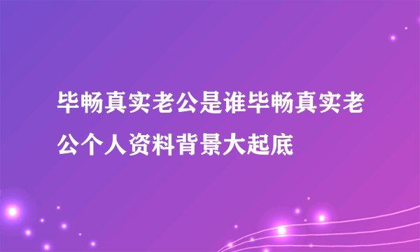 毕畅真实老公是谁毕畅真实老公个人资料背景大起底