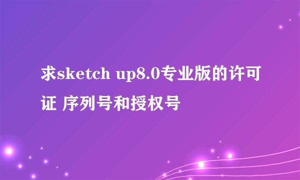 求sketch up8.0专业版的许可证 序列号和授权号