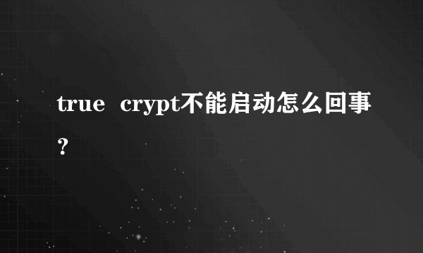 true crypt不能启动怎么回事?