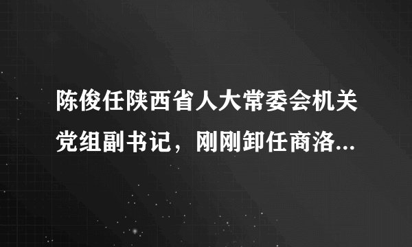陈俊任陕西省人大常委会机关党组副书记，刚刚卸任商洛市委书记