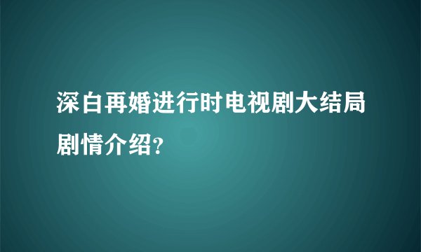 深白再婚进行时电视剧大结局剧情介绍？