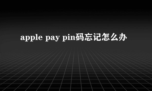 apple pay pin码忘记怎么办