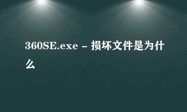 360SE.exe - 损坏文件是为什么