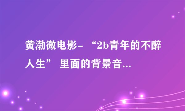 黄渤微电影- “2b青年的不醉人生” 里面的背景音乐有谁知道？