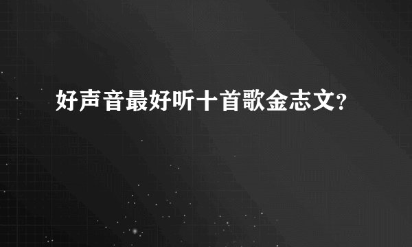 好声音最好听十首歌金志文？
