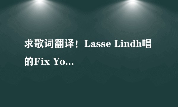 求歌词翻译！Lasse Lindh唱的Fix Your Heart