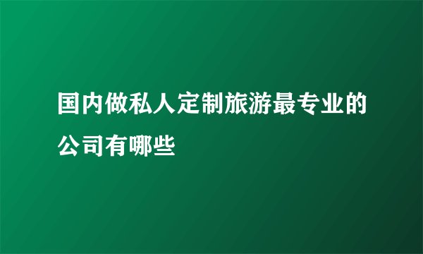 国内做私人定制旅游最专业的公司有哪些