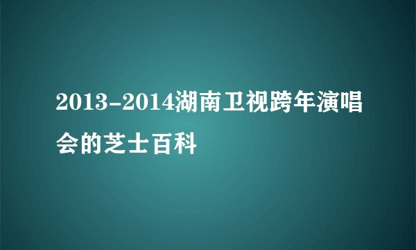 2013-2014湖南卫视跨年演唱会的芝士百科