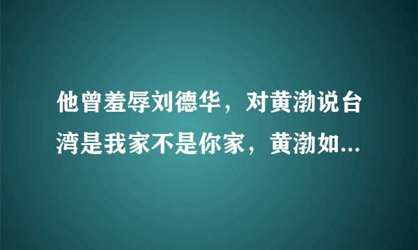 他曾羞辱刘德华，对黄渤说台湾是我家不是你家，黄渤如何回怼让他尴尬？