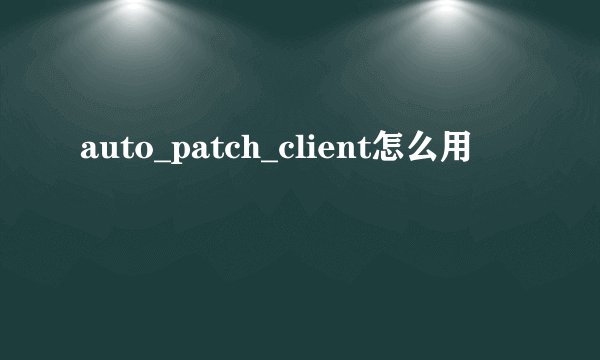 auto_patch_client怎么用
