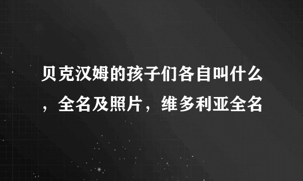 贝克汉姆的孩子们各自叫什么，全名及照片，维多利亚全名