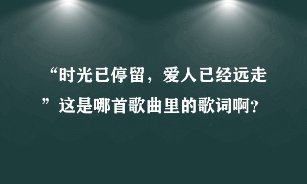 “时光已停留，爱人已经远走”这是哪首歌曲里的歌词啊？