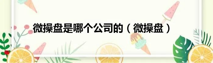 微操盘是哪个公司的(微操盘)