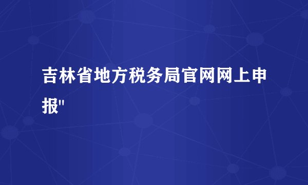 吉林省地方税务局官网网上申报
