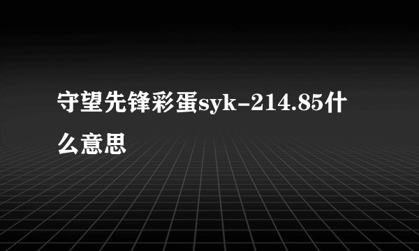 守望先锋彩蛋syk-214.85什么意思
