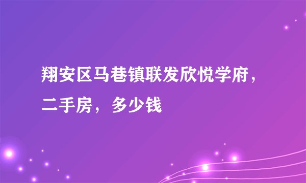 翔安区马巷镇联发欣悦学府，二手房，多少钱