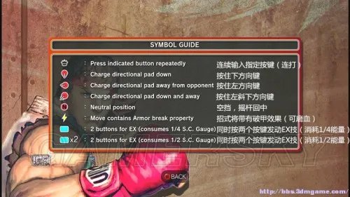 终极街头霸王4 全人物出招表一览