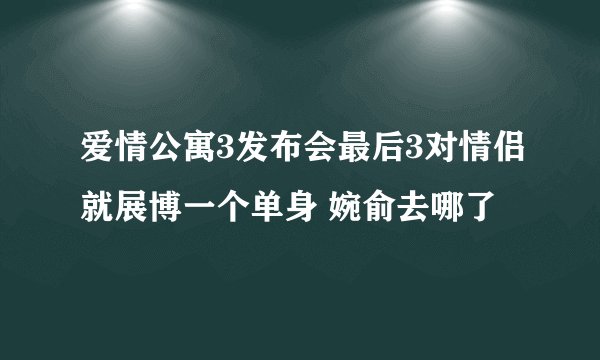 爱情公寓3发布会最后3对情侣就展博一个单身 婉俞去哪了