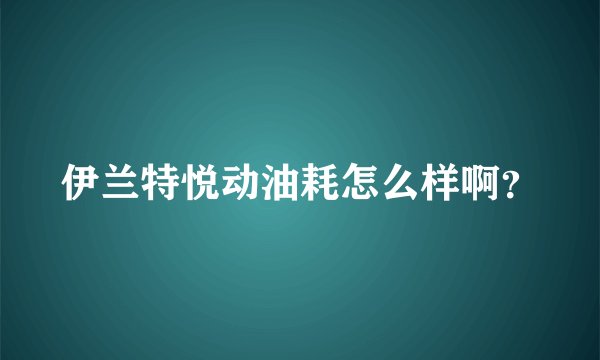 伊兰特悦动油耗怎么样啊？