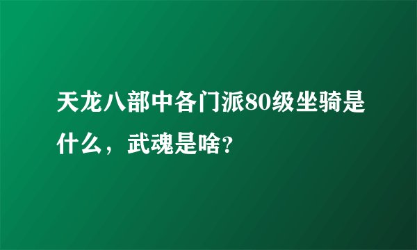 天龙八部中各门派80级坐骑是什么，武魂是啥？