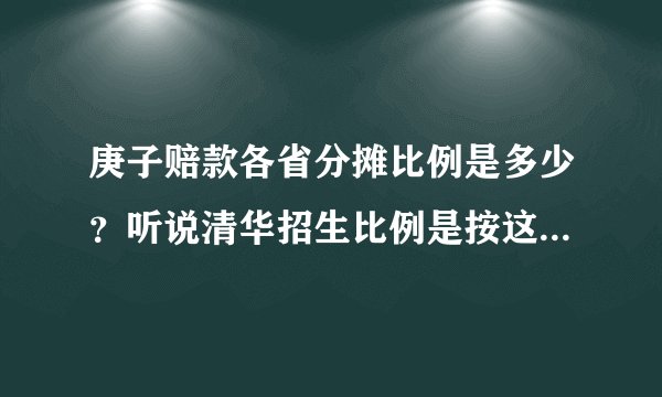 庚子赔款各省分摊比例是多少？听说清华招生比例是按这个定的。