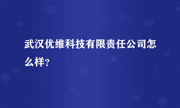 武汉优维科技有限责任公司怎么样？