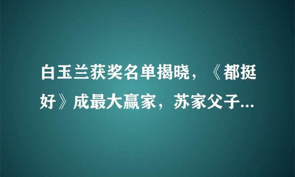 白玉兰获奖名单揭晓，《都挺好》成最大赢家，苏家父子双双获奖