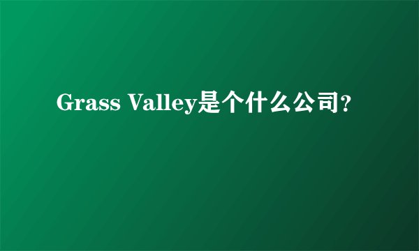 Grass Valley是个什么公司？