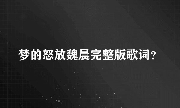 梦的怒放魏晨完整版歌词？