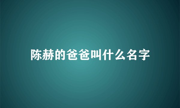 陈赫的爸爸叫什么名字