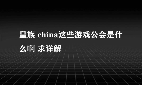 皇族 china这些游戏公会是什么啊 求详解