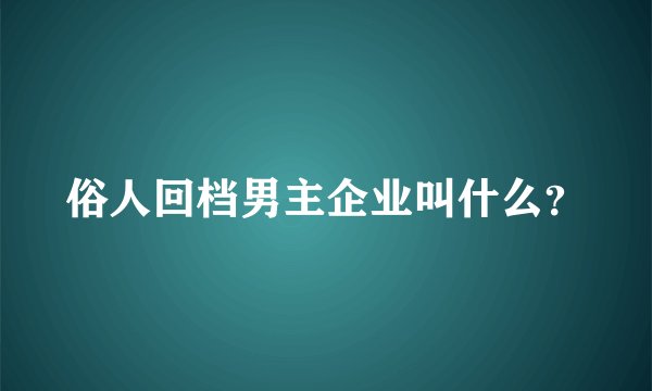 俗人回档男主企业叫什么？
