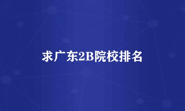 求广东2B院校排名