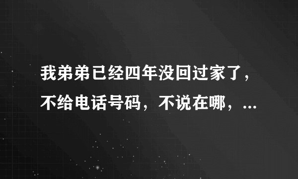 我弟弟已经四年没回过家了，不给电话号码，不说在哪，偶尔上网，联系不上找不到人，该怎么办，急