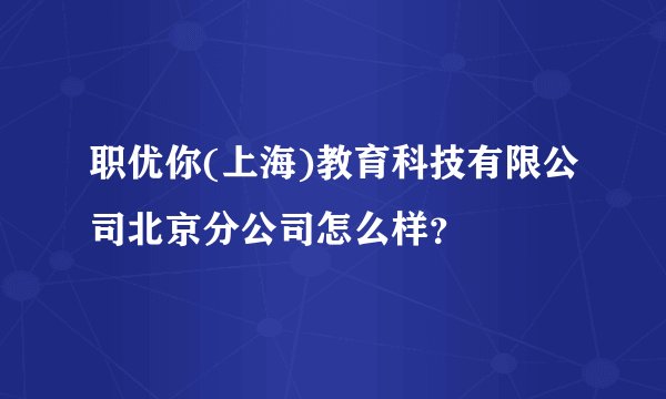 职优你(上海)教育科技有限公司北京分公司怎么样？